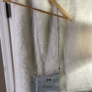 Chic Silver Beaded Crossbody Bag
